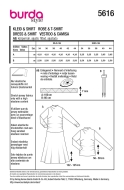 Schnittmuster figurnahes Jerseykleid mit seitlicher Raffung Burda 5616 Gr. 34-44