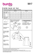 Schnittmuster klassisches Damenkostüm mit Kurzjacke und Rock Burda 5617 Gr. 34-46