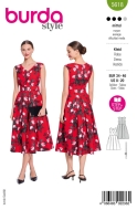 Envelope sewing pattern shows a feminine misses dress...
