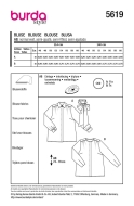 Schnittmuster hübsche Damenbluse mit Schleifenkragen Burda 5619 Gr. 46-60