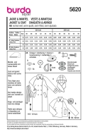 Schnittmuster klassischer Damenmantel mit Trenchcoat-Details Burda 5620 Gr. 36-46