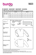 Schnittmuster legerer Damenpullover mit modischen Ärmeln Burda 5623 Gr. 36-48