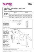 Schnittmuster bequemes Damenkleid mit aufgesetzten Taschen Burda 5627 Gr. 36-48