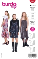 Schnittmusterhülle zeigt ein einfaches Damenkleid...