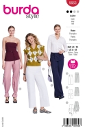 Schnittmusterhülle zeigt eine modische Damenhose mit...