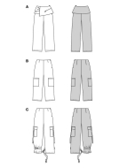 Modellzeichnung für das Schnittmuster 5663 von Burda für eine modische Damenhose mit aufgesetzten Beintaschen