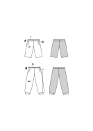 Modellzeichnung für das Schnittmuster 9182 von Burda für eine praktische Kinderhose in zwei Längen