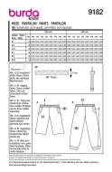 Schnittmuster praktische Kinderhose in zwei Längen Burda 9182 Gr. 104-146