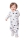 Model is wearing cute pyjamas with elasticated waistband sewn with the sewing pattern Burda 9186