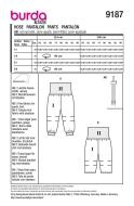 Schnittmuster bequeme Kinderhose mit breitem Bund Burda 9187 Gr. 56-98