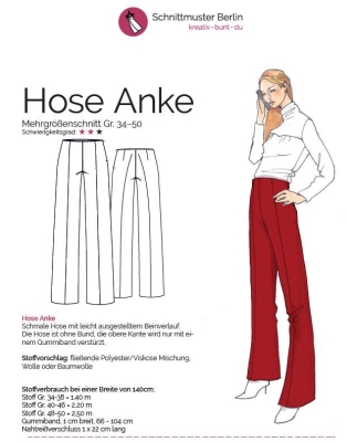 sewing pattern Berlin Damenhose mit weitem Bein Anke Gr. 34-50