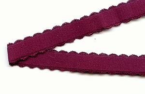 elastisches Trägergummiband aubergine, ca. 1,4cm breit. Meterware