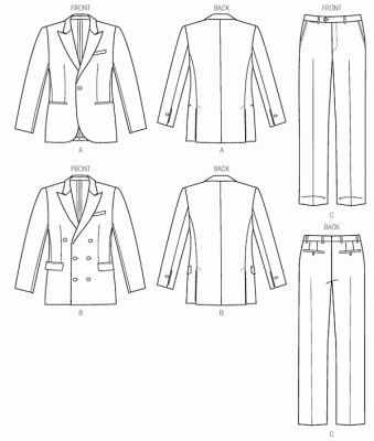 sewing pattern Vogue 8988 Herrenkombi in Gr. MXX 40-42-44-46 (50-52-54-56)